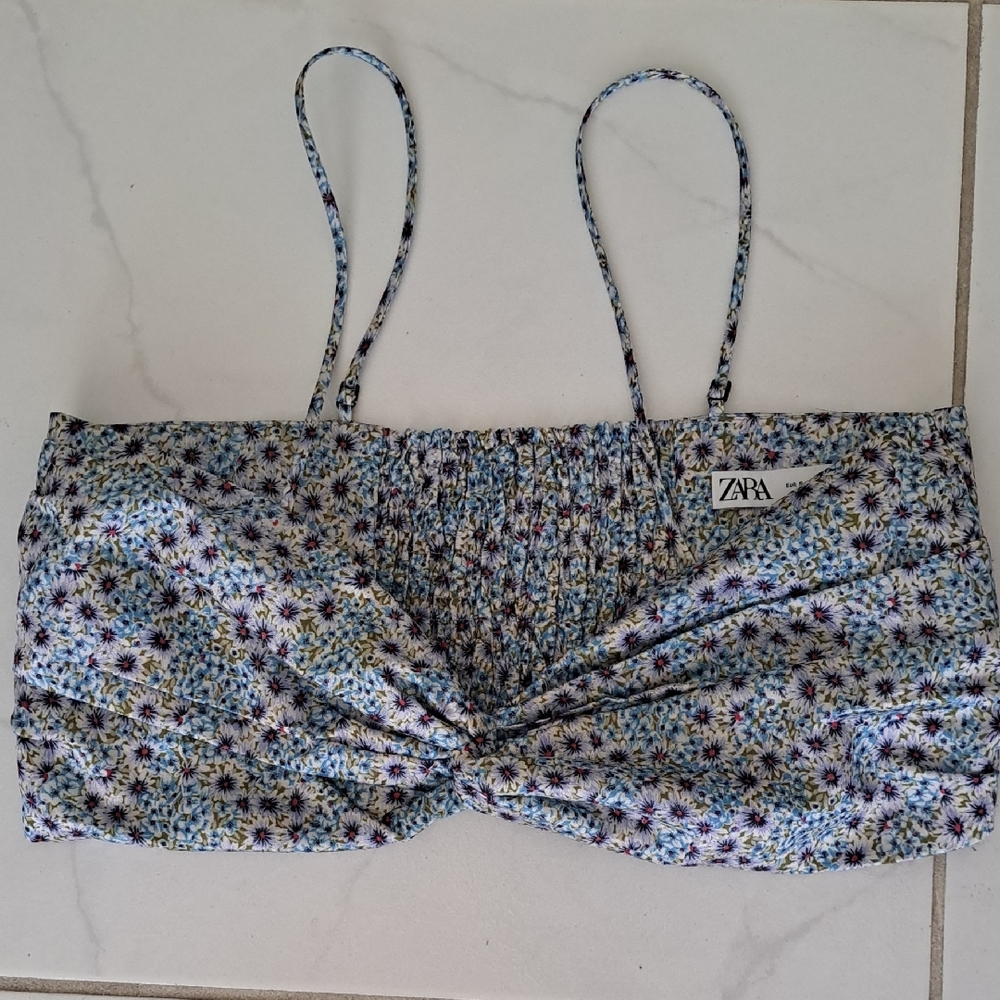 Zara Floral Twist Front Crop Top